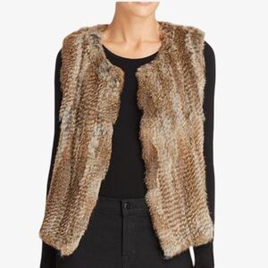 525 America Brown Faux Fur Sweater Vest in Soft Rabbit Size L